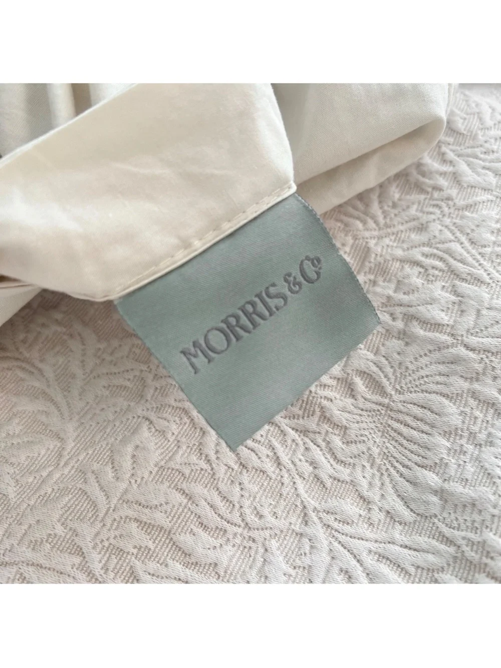 Morris & Co Jacquard Bird Floral Damask Texture Cotton Duvet QUEEN Cover Beige